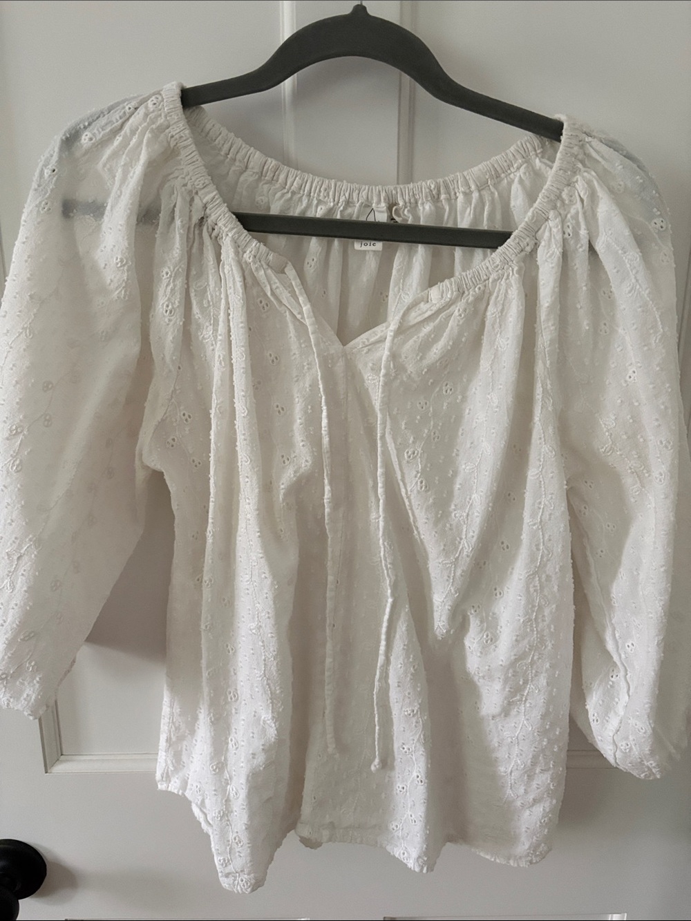 Joie White Eyelet Peasant Blouse